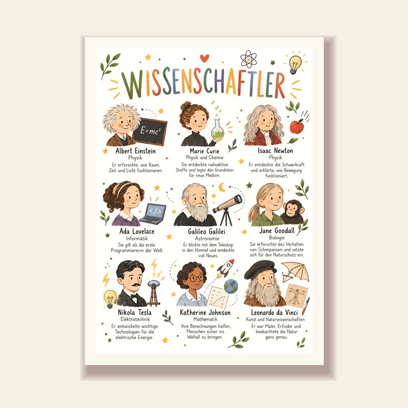 Poster Berühmte Wissenschaftler:innen